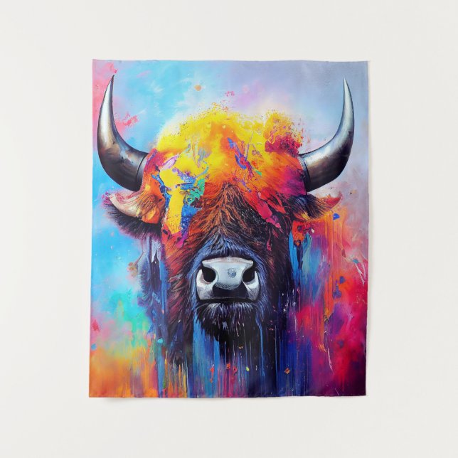 Bison Animal Discovery Adventure Nature Planet Wandteppich (Vorderseite)