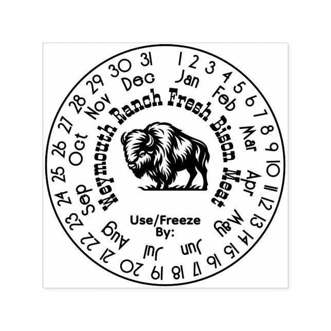 Bison Beef Perpetual Calendar Freshness Date #3S Permastempel (Design)