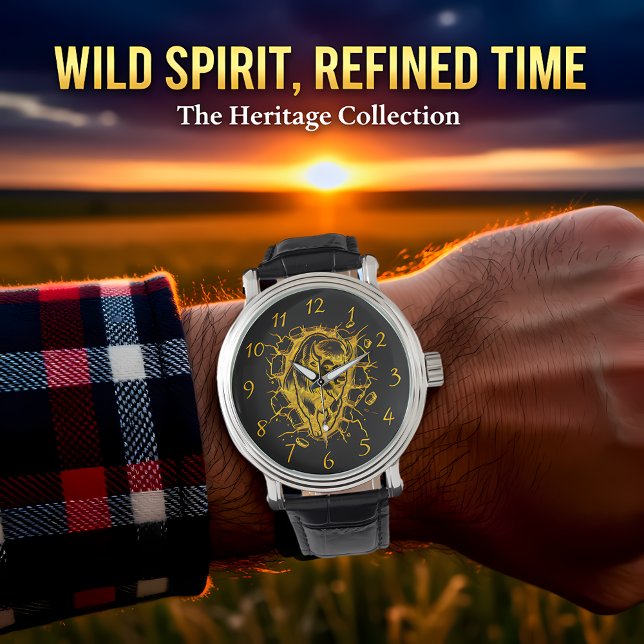 Bison bricht durch eine Mauer Armbanduhr (Von Creator hochgeladen)