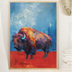 Bison Buffalo Abstrakte Malerei Poster