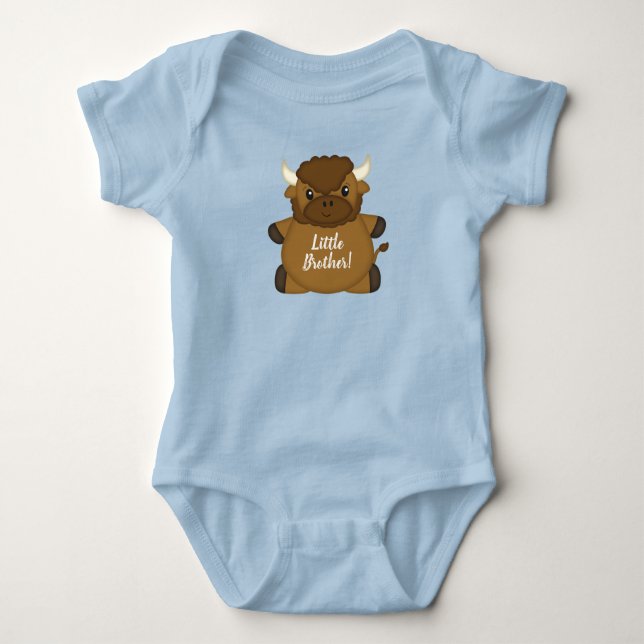 Bison Buffalo Baby Dusche Blue Baby Strampler (Vorderseite)