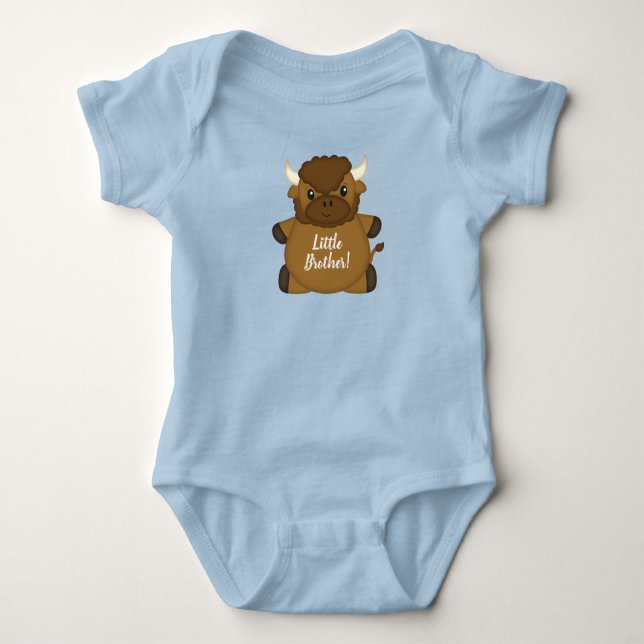 Bison Buffalo Baby Dusche Blue Strampler (Vorderseite)