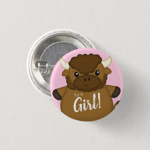 Bison Buffalo Baby Dusche Rosa Button