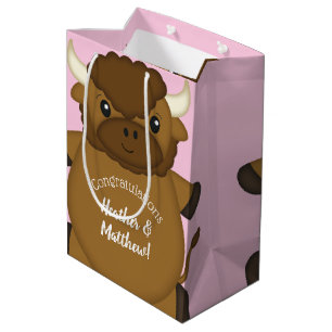 Bison Buffalo Baby Dusche Rosa Mittlere Geschenktüte