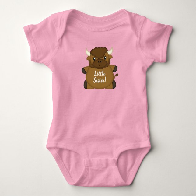 Bison Buffalo Baby Dusche Rosa Strampler (Vorderseite)