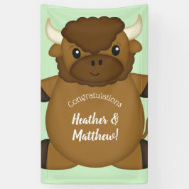Bison Buffalo Baby Shower Green Banner
