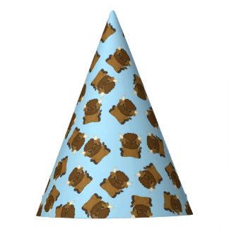 Bison Buffalo Birthday Party Blue Partyhütchen