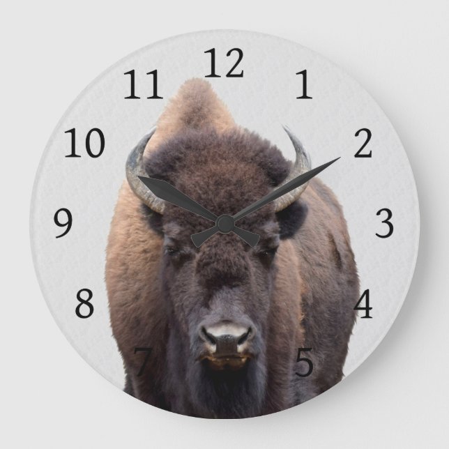 Bison Buffalo Foto 135 Große Wanduhr (Vorderseite)