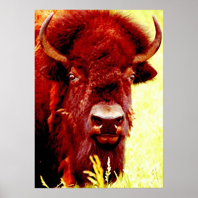Bison Buffalo Head American Artwork Poster (Vorne)