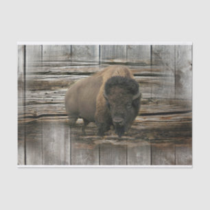 Bison Buffalo Holzuntergrund Seidenpapier