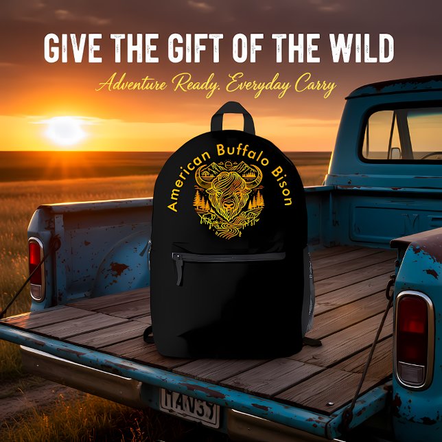 Bison Buffalo Illustration in einer Landschaftlich Bedruckter Rucksack (Von Creator hochgeladen)