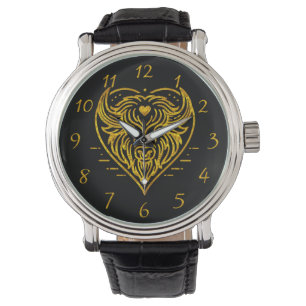 Bison Buffalo Illustration in Herzform Design Armbanduhr