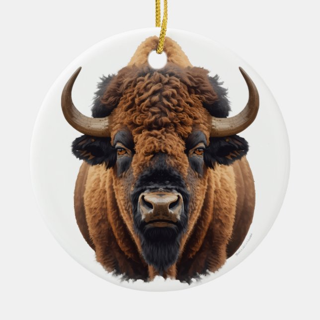 Bison / Buffalo Keramik Ornament (Vorne)