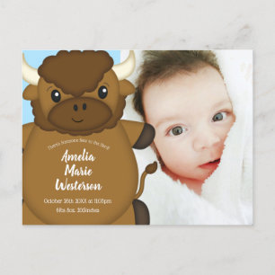 Bison Buffalo New Baby Ankündigung Postkarte