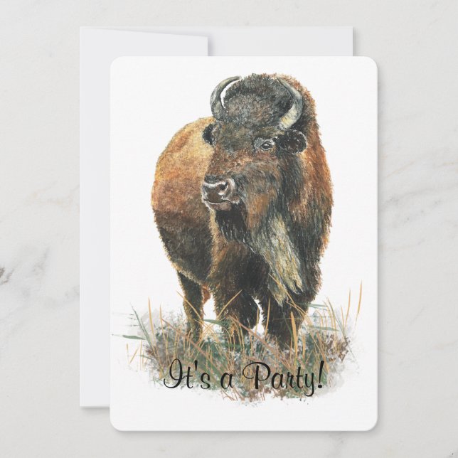 Bison Buffalo Party Einladen, sich anzupassen Einladung (Vorderseite)