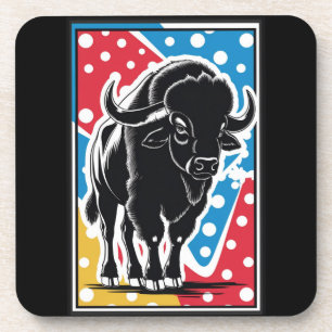 Bison - Buffalo Pop Art Vintag Retro Getränkeuntersetzer