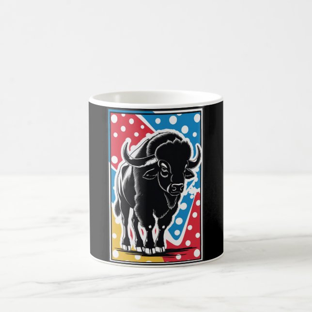 Bison - Buffalo Pop Art Vintag Retro Kaffeetasse (Mittel)