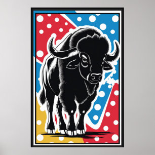 Bison - Buffalo Pop Art Vintag Retro Poster