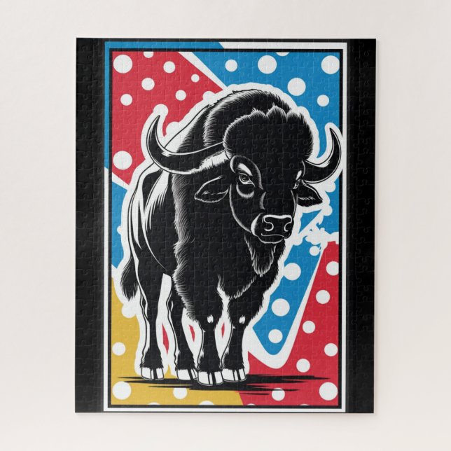 Bison - Buffalo Pop Art Vintag Retro Puzzle (Vertikal)