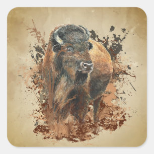 Bison Buffalo Quadratischer Aufkleber