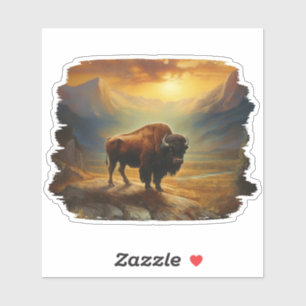 Bison Buffalo Sunset View Aufkleber