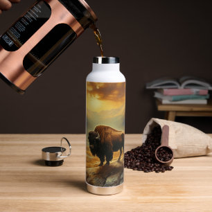 Bison Buffalo Sunset View Trinkflasche