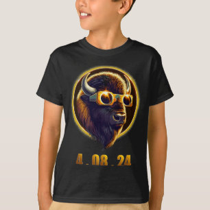 Bison Buffalo Wearing Gles Solar 2024 Eclipse T-Shirt