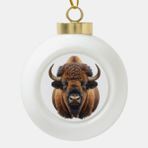 Bison / Büffel Keramik Kugel-Ornament
