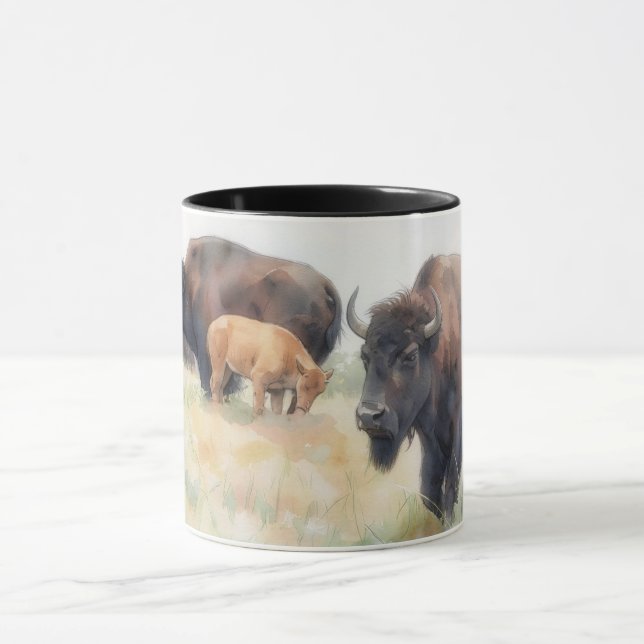 Bison Büffel Kunst Wildes Tier Natur Tasse Becher (Zentrum)