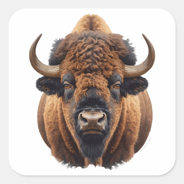 Bison / Büffel Quadratischer Aufkleber (Vorderseite)