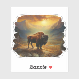 Bison Büffel Sonnenuntergang Ansicht Aufkleber