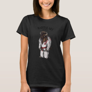 Bison Bull Judo Karate Master in White Judogi T-Shirt