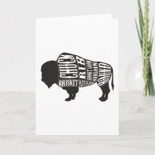 Bison Butcher Cut Pieces Of Meat Karte