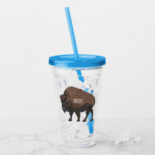 Bison-Cartoon-Abbildung Acryltrinkbecher