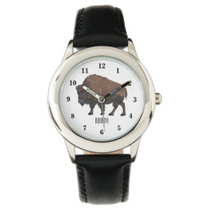 Bison-Cartoon-Abbildung Armbanduhr