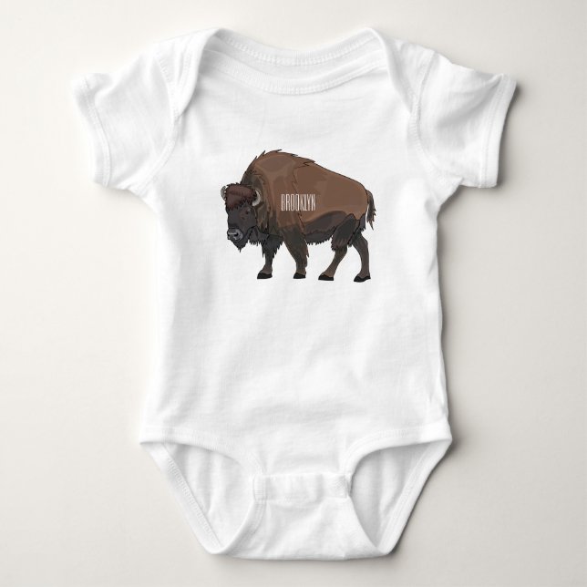 Bison-Cartoon-Abbildung Baby Strampler (Vorderseite)