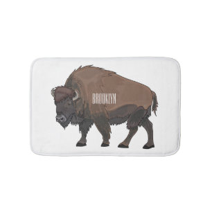 Bison-Cartoon-Abbildung Badematte