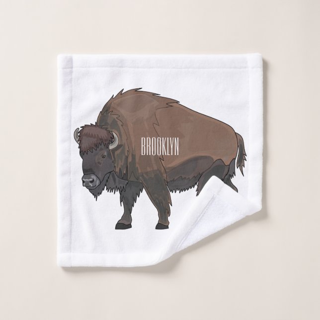 Bison-Cartoon-Abbildung Badhandtuch Set (Waschlappen)