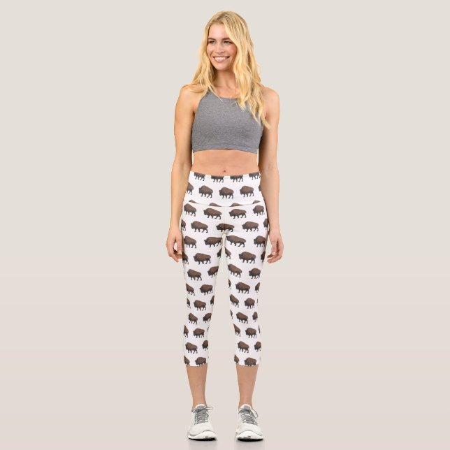 Bison-Cartoon-Abbildung Capri Leggings (Vorderseite)