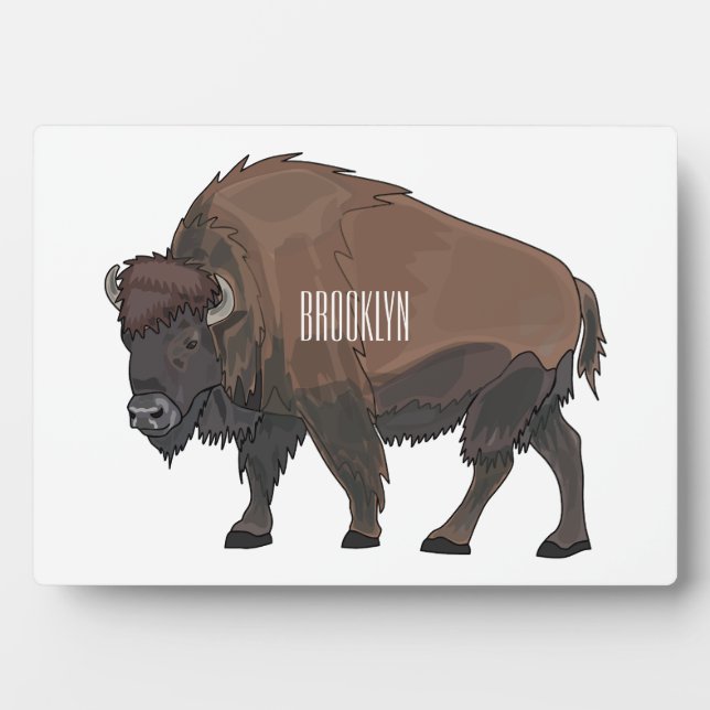 Bison-Cartoon-Abbildung Fotoplatte (Vorderseite)