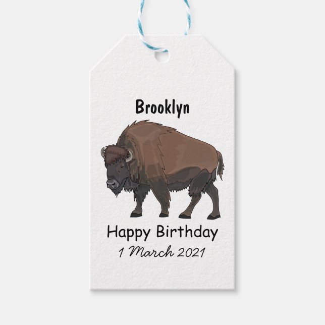 Bison-Cartoon-Abbildung Geschenkanhänger (Vorderseite)