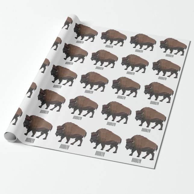 Bison-Cartoon-Abbildung Geschenkpapier (Ungerollt)