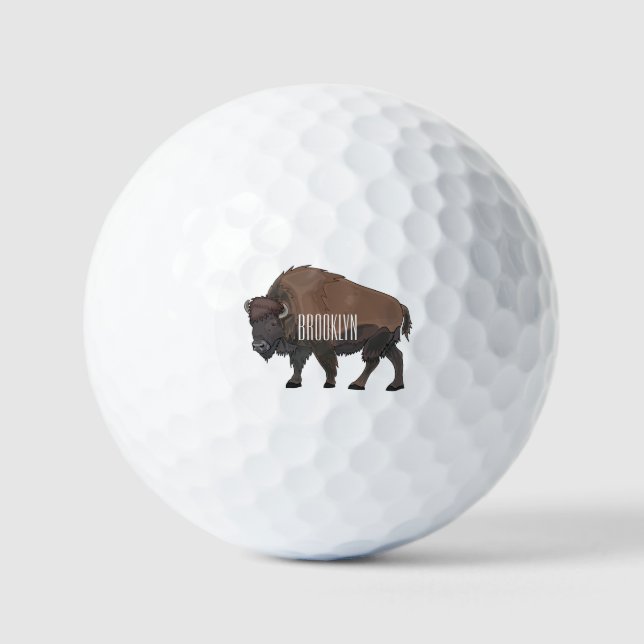 Bison-Cartoon-Abbildung Golfball (Vorderseite)