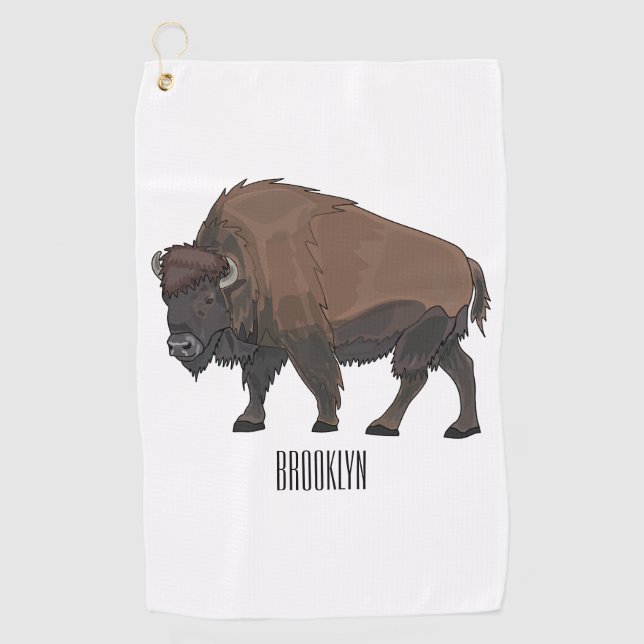 Bison-Cartoon-Abbildung Golfhandtuch (Vorderseite)
