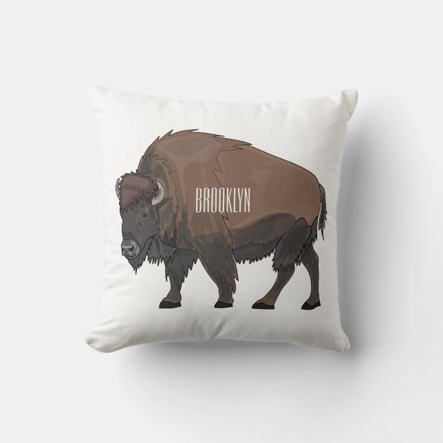 Bison-Cartoon-Abbildung Kissen (Vorderseite)