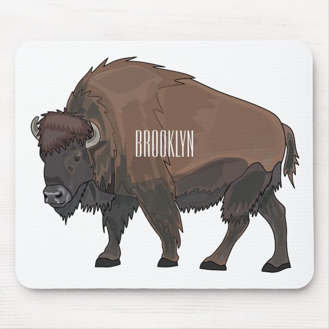 Bison-Cartoon-Abbildung Mousepad (Vorne)