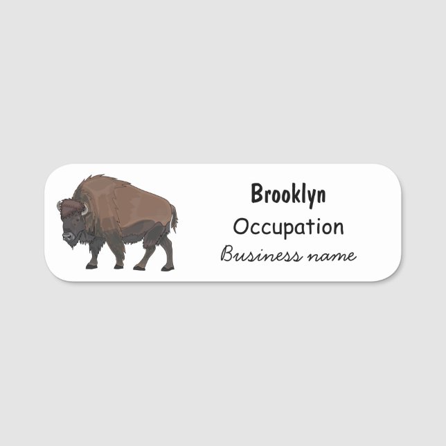 Bison-Cartoon-Abbildung Namensschild (Vorderseite)