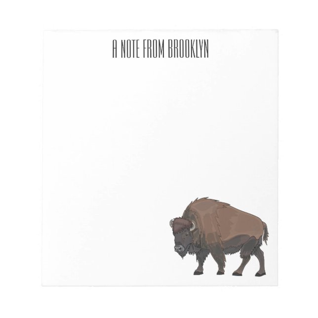 Bison-Cartoon-Abbildung Notizblock (Vorderseite)