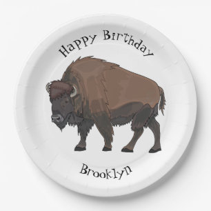 Bison-Cartoon-Abbildung Pappteller