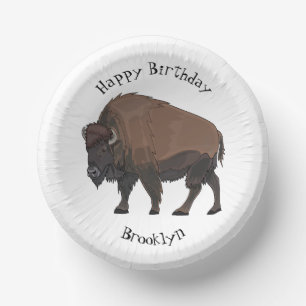 Bison-Cartoon-Abbildung Pappteller